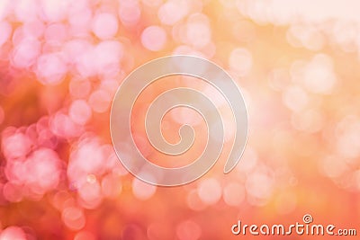 Abstract blurred orange color and peach for background, Blur festival lights outdoor and pink bubble focus texture decoration Stock Photo