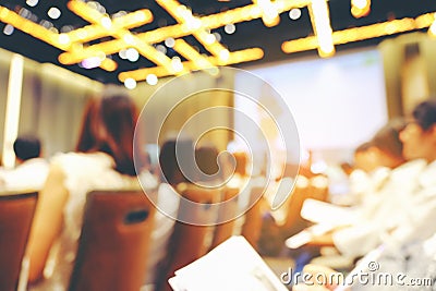 Abstract blurred people doing workshop in training room, education concept, Business seminar. Stock Photo