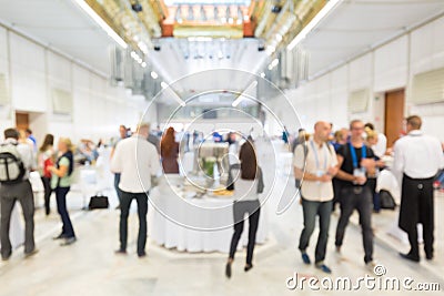 Abstract blurred people socializing during lunch break at business conference. Stock Photo