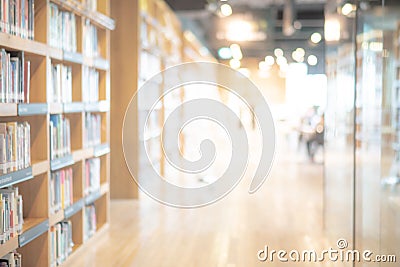 Abstract blurred public library interior background Stock Photo