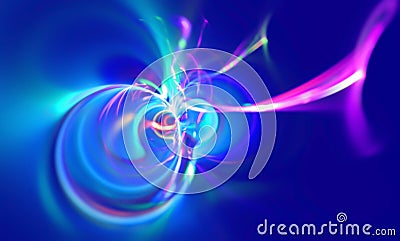 Abstract blurred scene depicting an astronomical nebula magnetic storm. Fractal art graphic. Stock Photo