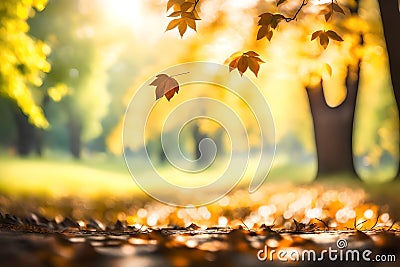 Abstract blurred tree leaves in a natural forest with bokeh light and a sunny backdrop in a city park Stock Photo