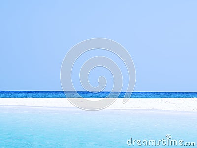 Abstract blurred on vacation summer ocean beach background. Clear blue sky, beautiful tropical sea, blue water and nice beach Stock Photo