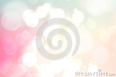 Abstract blurred vivid spring summer light delicate pastel pink bokeh background texture with bright soft color circles. Space for Cartoon Illustration