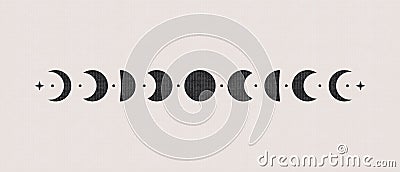 Abstract boho moon phases. Mystic contemporary shapes, magic poster decor. Vector illustration Vector Illustration