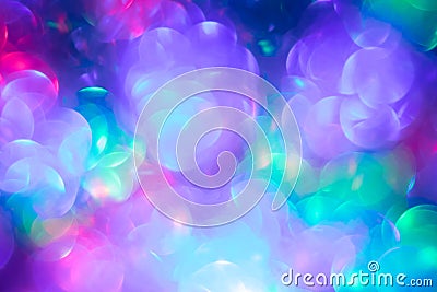 Abstract bokeh background. Blur colorful lights. Purple blurred backgrounds. Festive backdrop, pattern. Creative space. Defocused Stock Photo