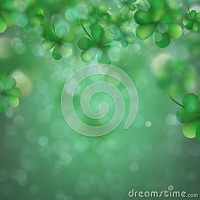 Abstract bokeh blur template with - trifolium clovers. EPS 10 vector Vector Illustration
