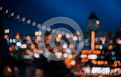 Abstract bokeh city light at night skyline of downtown New York Manhattan Stock Photo