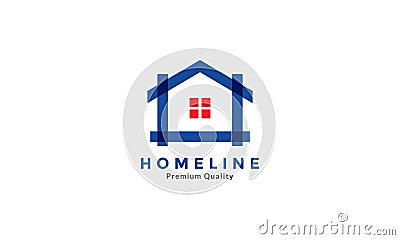 Abstract bold line home or house colorful logo symbol icon vector graphic design Vector Illustration