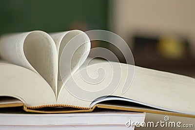 Closed heart shape from the book Stock Photo