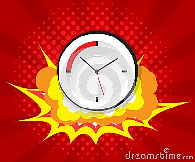 Abstract boom with clock comic book, pop art background Cartoon Illustration