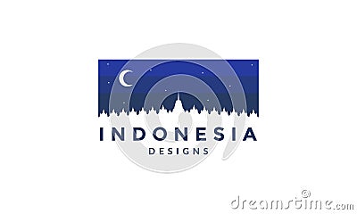 Abstract borobudur temple night logo Vector Illustration