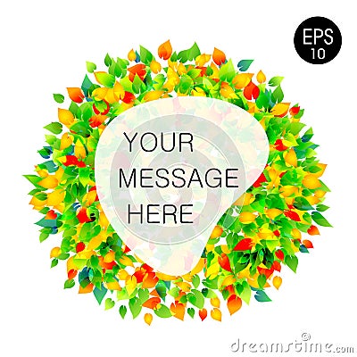 Abstract botanic template for website. Vector green frame for text from leafs. eps 10 Vector Illustration