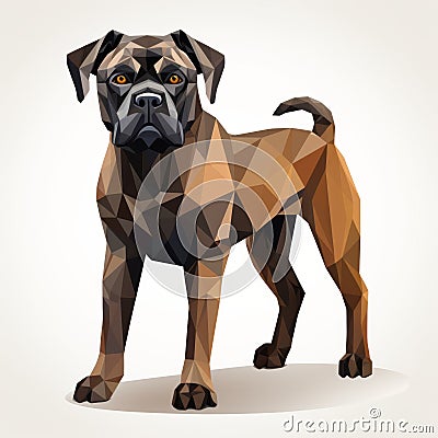 Abstract Boxer Dog In Dark Gray And Light Amber Geometric Style Cartoon Illustration