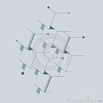 Abstract boxes background. Modern technology with square mesh. Geometric lines. Cube cell. Vector Illustration
