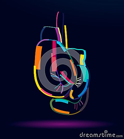 Abstract boxing gloves from multicolored paints. Colored drawing Vector Illustration