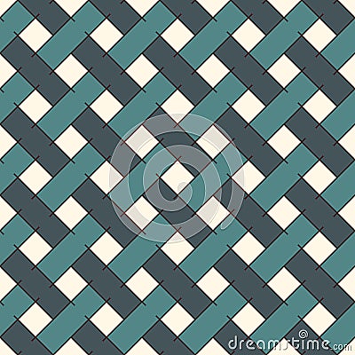 Abstract braiding background. Seamless surface pattern with repeated diagonal weave rectangular tiles. Wicker wallpaper Vector Illustration