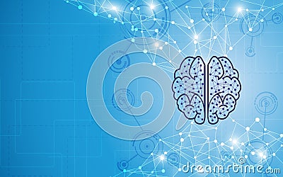 Abstract brain tech computer intelligence design concept background Stock Photo