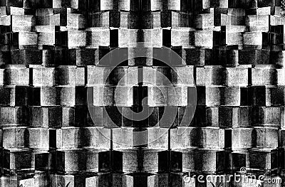 Abstract Brick Patterns with Black and White Colors Stock Photo