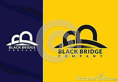 Abstract bridge in letter b logo design template emblem symbol Cartoon Illustration