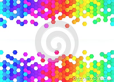 Abstract bright and colorful hexagon mosaic wallpaper or background Stock Photo