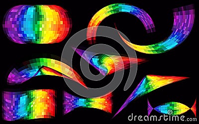 Abstract bright and colorful rainbow shapes. Vector Illustration