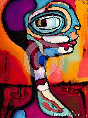 Bright colourful abstract oil paint of a woman -AI generated Stock Photo