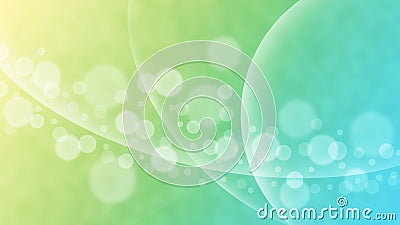 Abstract Bright Curves and Blurred Bokeh in Blue, Green and Yellow Gradient Background Stock Photo