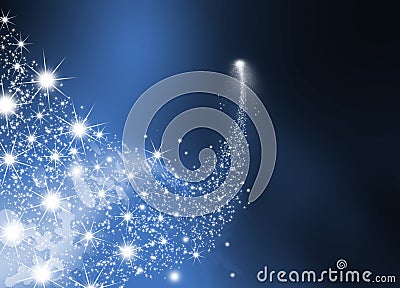 Abstract Bright Falling Star - Shooting Star with Twinkling Star Stock Photo