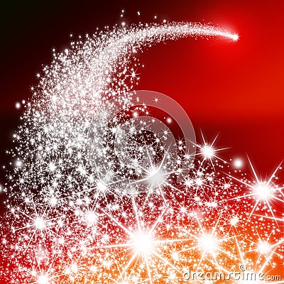 Abstract Bright Falling Star - Shooting Star with Twinkling Star Stock Photo