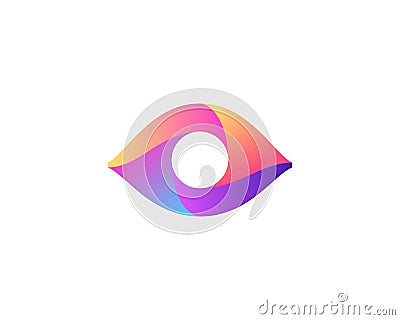 Abstract bright gradient eye vector logotype. Creative 3d optic, vision symbol logo design. Vector Illustration