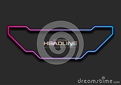 Abstract bright neon futuristic tech frame design Vector Illustration