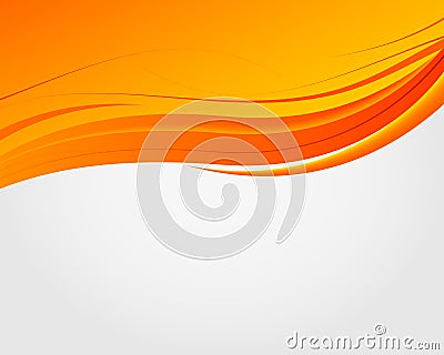 Abstract bright soft design background with orange wavy curved lines in dynamic smooth style. Vector. Vector Illustration