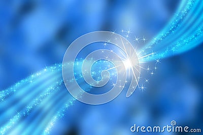 Abstract Bright Stars and Clouds in Blue Background Stock Photo