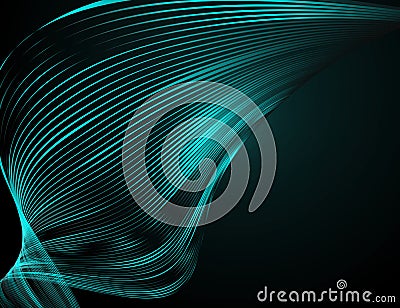 Abstract bright wavy lines on a dark blue background Futuristic technology illustration design The pattern of the wave line Vector Illustration