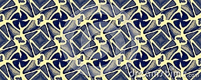 Abstract Brocade Rapport. Indigo Golden Seamless Kaleidoscope. Royal Blue Damask Print. Decorative Tapestry Texture. Luxury Stock Photo