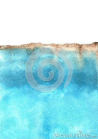 Abstract brown ans blue marine watercolor background. Stock Photo