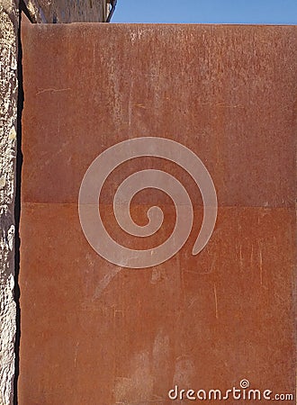 Metal corroded sheet detail. Iron and rusty steel architecture. Abstract brown gray grungy template background surface wall Stock Photo