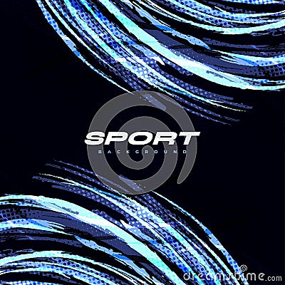 Abstract Brush Background with Halftone Effect. Sport Background with Blue Brush Vector Illustration