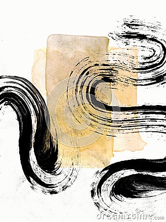 Abstract Brush Stroke with Watercolor Background I Stock Photo