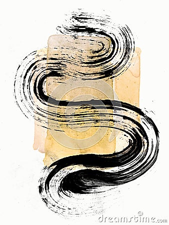 Abstract Brush Stroke with Watercolor Background II Stock Photo