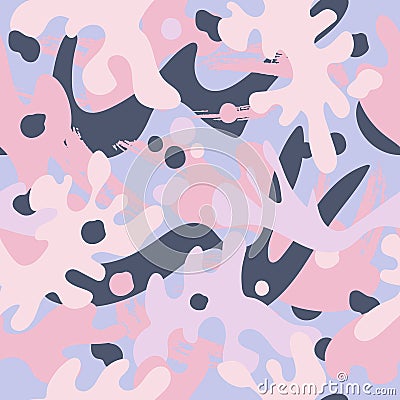 Abstract brushstroke background, colorful patter. Seamless pattern with brush strokes in fresh pastel colors. Vector Illustration