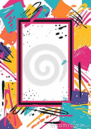 Abstract brushstroke texture frame 80s retro nostalgic Stock Photo