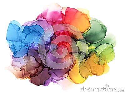 Abstract bubble blot watercolor rainbow color paintting background. Marble alcohol ink Stock Photo