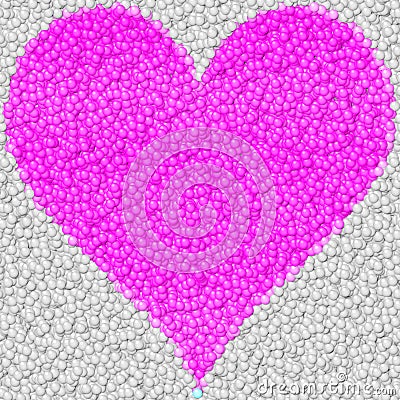 Abstract bubble surface with bright pink hearth Stock Photo