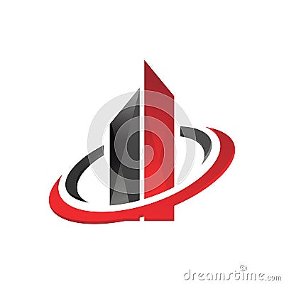 Abstract shiny real estate building logo design Vector Illustration