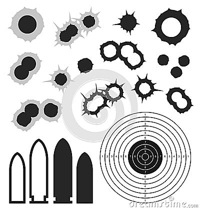 Abstract Bullet holes. Bullet. Target. Icon. Vector Illustration