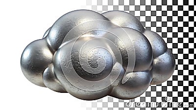 Abstract bumpy metallic cloud shape molten metal texture png transparent image Generative AI Stock Photo