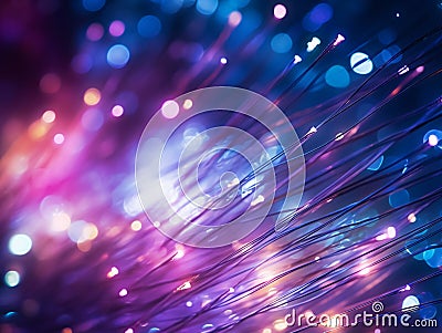 Abstract bundle of light cables, close-up view. Stock Photo