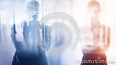 Abstract business background. Business people, double exposure Stock Photo